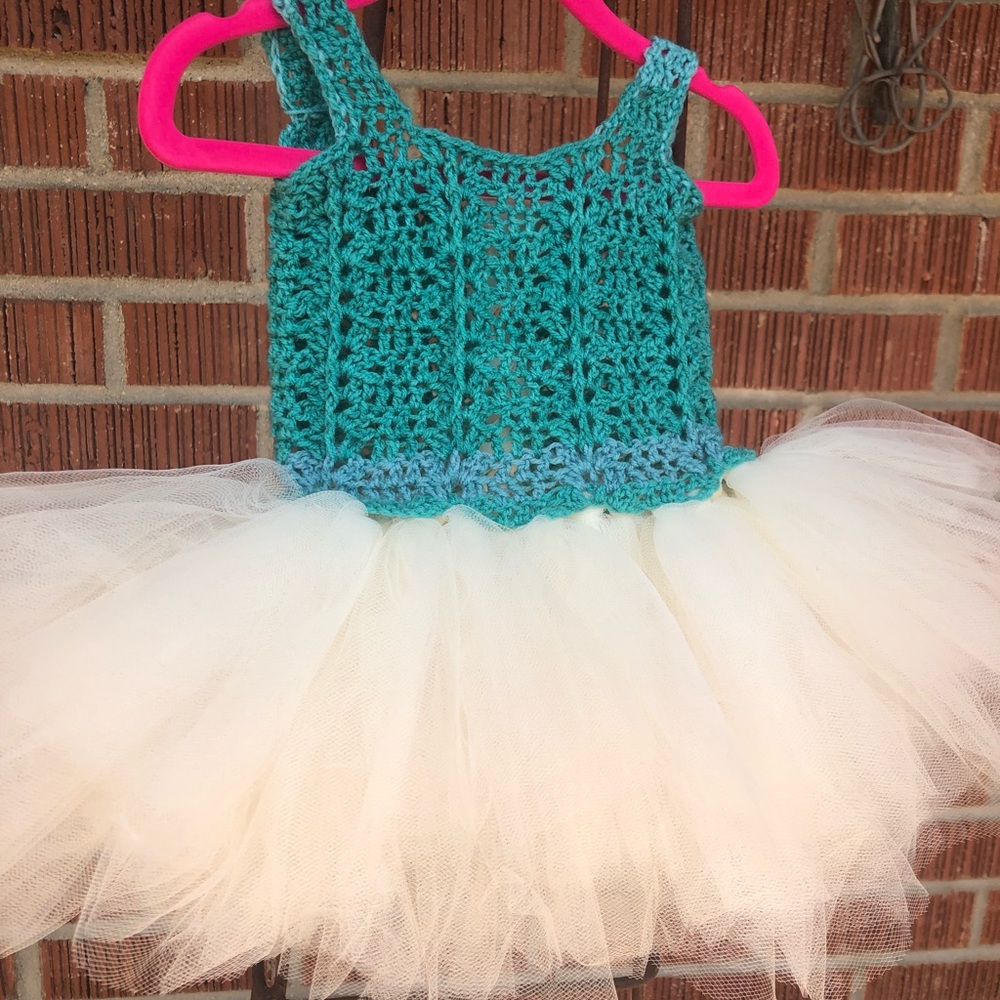 Crochet baby tulle dress